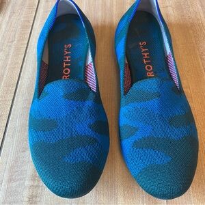 ROTHY'S Classic Lounge Loafer Shoes Teal Green Camo Retired Round Toe Slip On 10